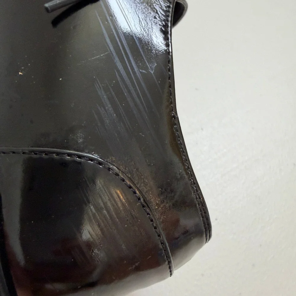 Vincis Bench VTG Black Patent Leather Platform Oxfords‎ Grunge Shoes 23.5 6.5 7